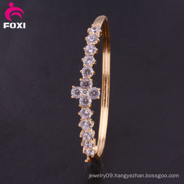 Fashion Bracelet Trendy Gold Plated Crystal CZ Bangle